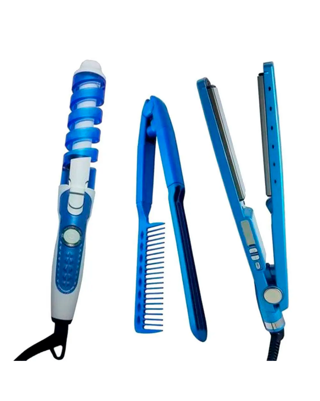 Plancha Profesional Nano Titanium 3 en 1 – Alisadora, Rizador y Cepillo con Calentamiento Cerámico