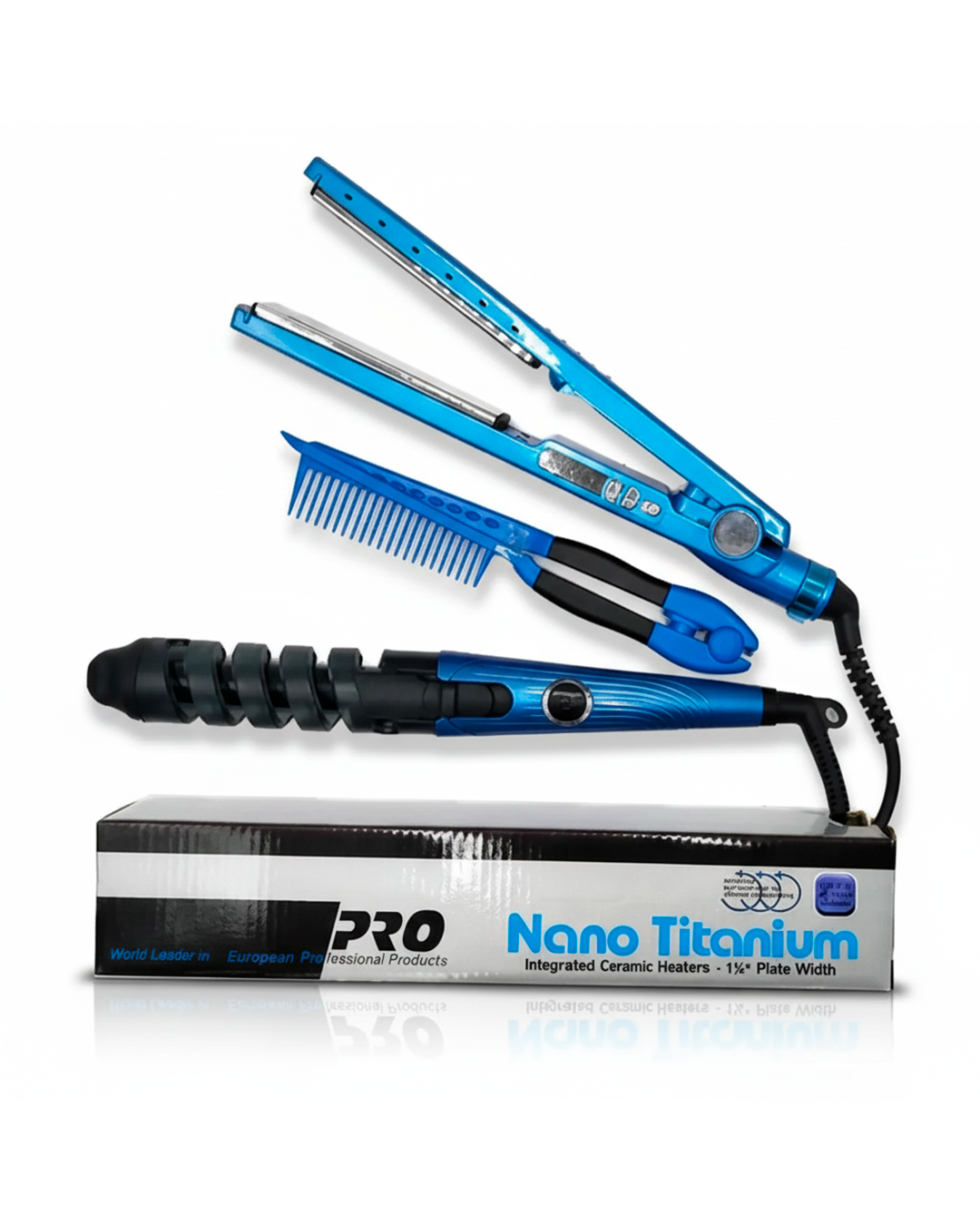 Plancha Profesional Nano Titanium 3 en 1 – Alisadora, Rizador y Cepillo con Calentamiento Cerámico
