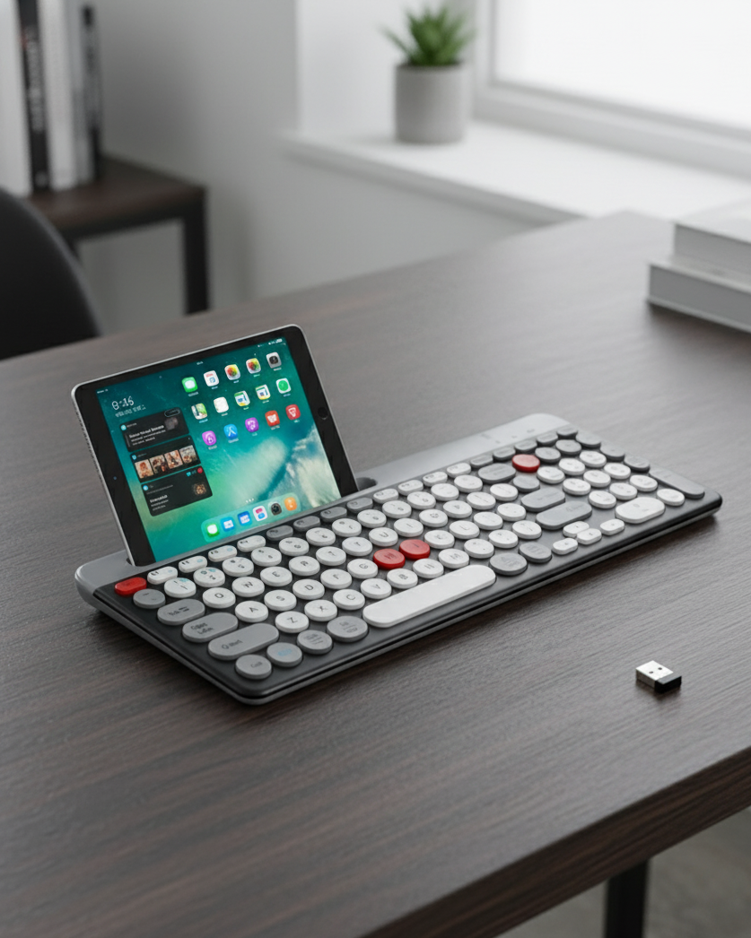 Teclado Inalámbrico WD-TL-001 con Mouse – Conexión Multi-Dispositivo