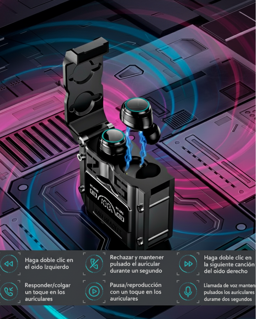 Audífonos Inalámbricos M25 con Pantalla LED y Cancelación de Ruido
