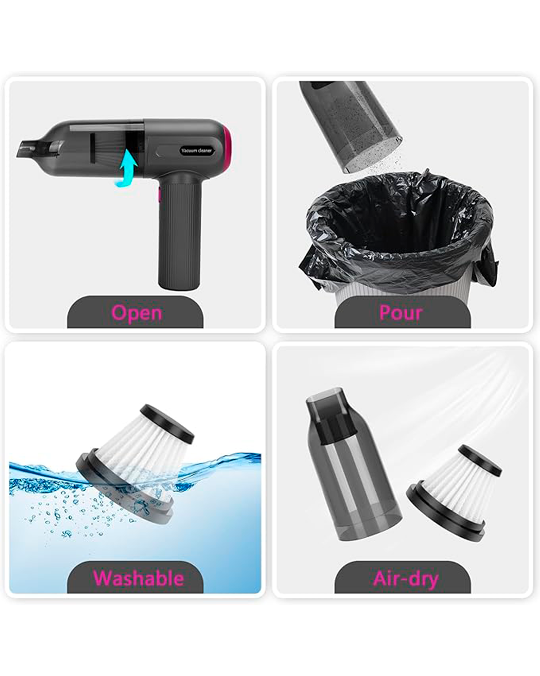 Mini aspiradora portátil inalámbrica recargable, aspiradora de mano inalámbrica y soplador