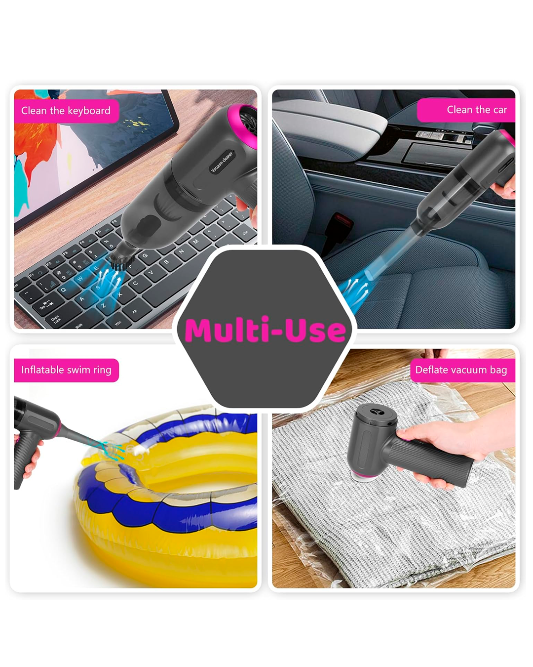 Mini aspiradora portátil inalámbrica recargable, aspiradora de mano inalámbrica y soplador