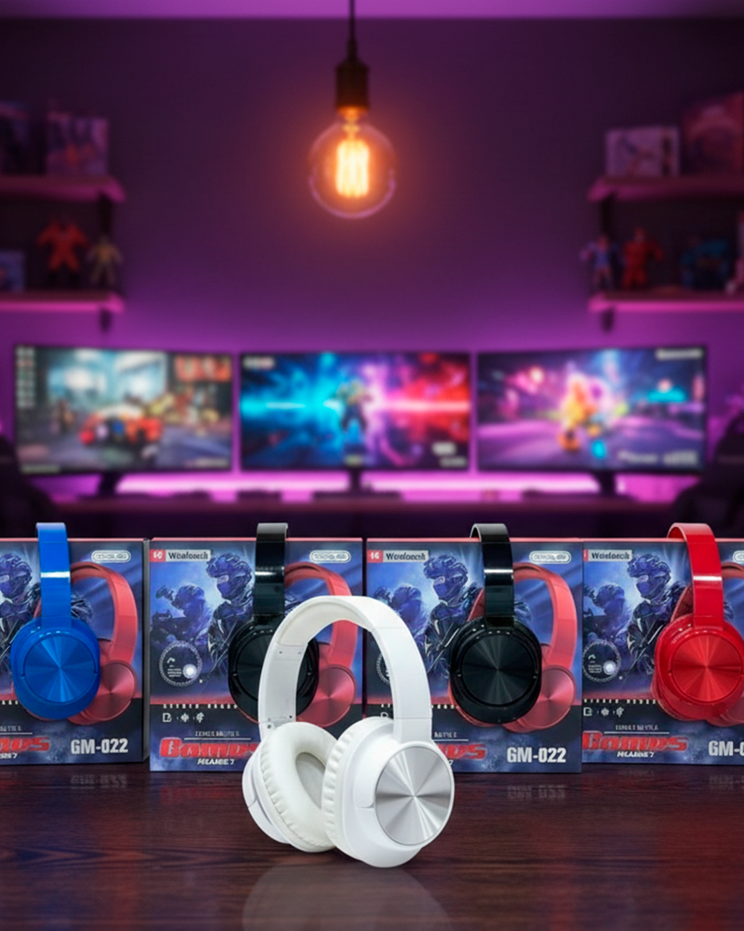 Diadema Gamer GM-022 Inalámbrica con Sonido Estéreo y Luces RGB.