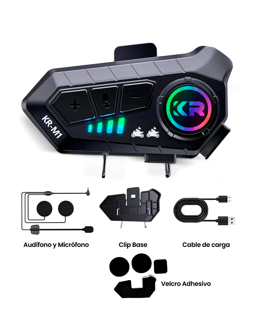 Intercomunicador Bluetooth Y20 Max para Casco – Con Luces LED RGB, Micrófono, Altavoces y Conexión Type-C (Copia)