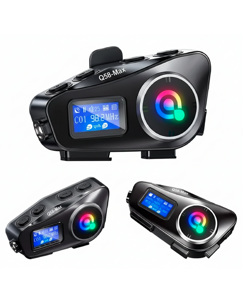 Intercomunicador Bluetooth QL3 Pro para Casco – Con Pantalla LCD, Micrófono y Luces LED RGB