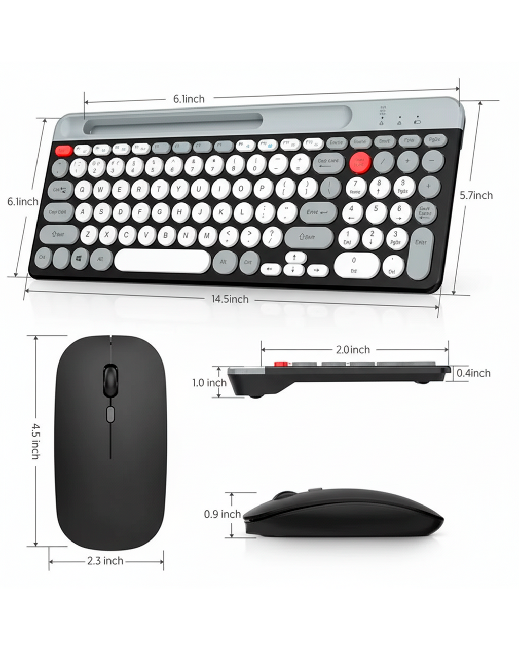 Teclado Inalámbrico WD-TL-001 con Mouse – Conexión Multi-Dispositivo
