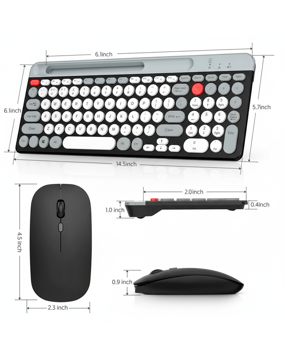 Teclado Inalámbrico WD-TL-001 con Mouse – Conexión Multi-Dispositivo
