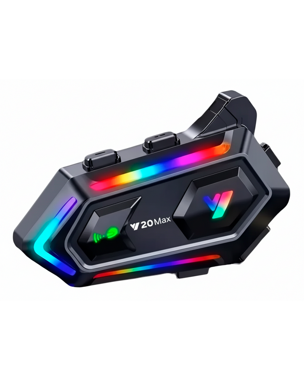 Intercomunicador Bluetooth Y20 Max para Casco – Con Luces LED RGB, Micrófono, Altavoces y Conexión Type-C