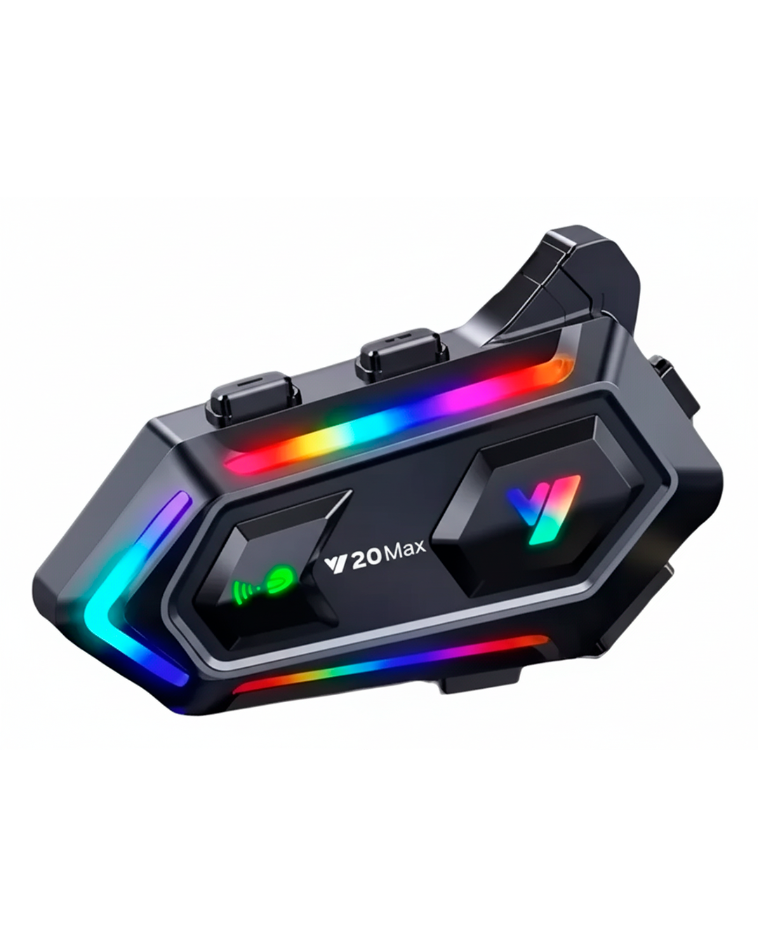 Intercomunicador Bluetooth Y20 Max para Casco – Con Luces LED RGB, Micrófono, Altavoces y Conexión Type-C