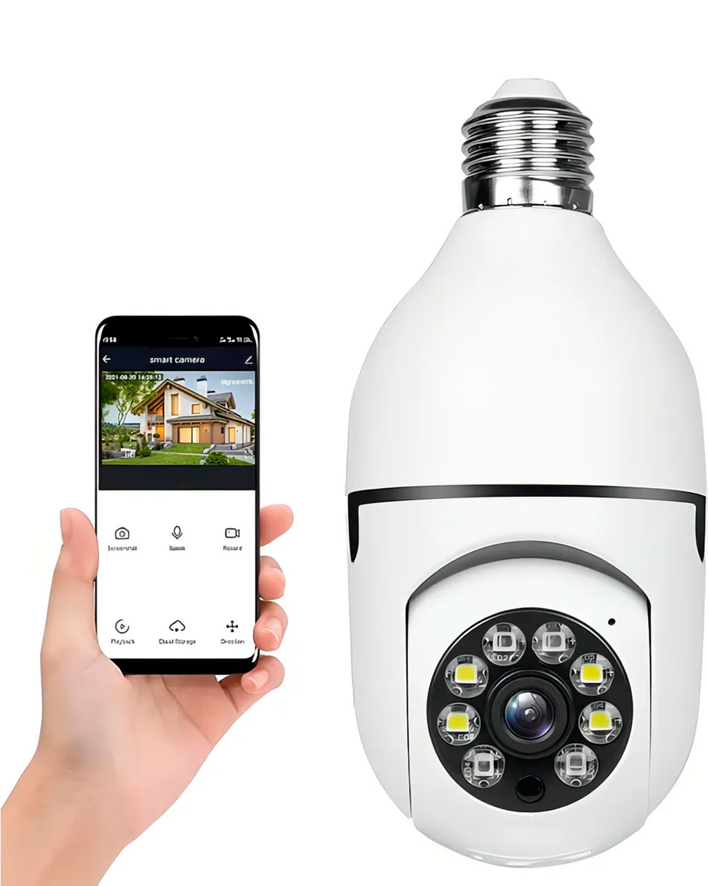 Cámara De Seguridad Tipo Bombillo 360 Visión Nocturna Inclui Blanco