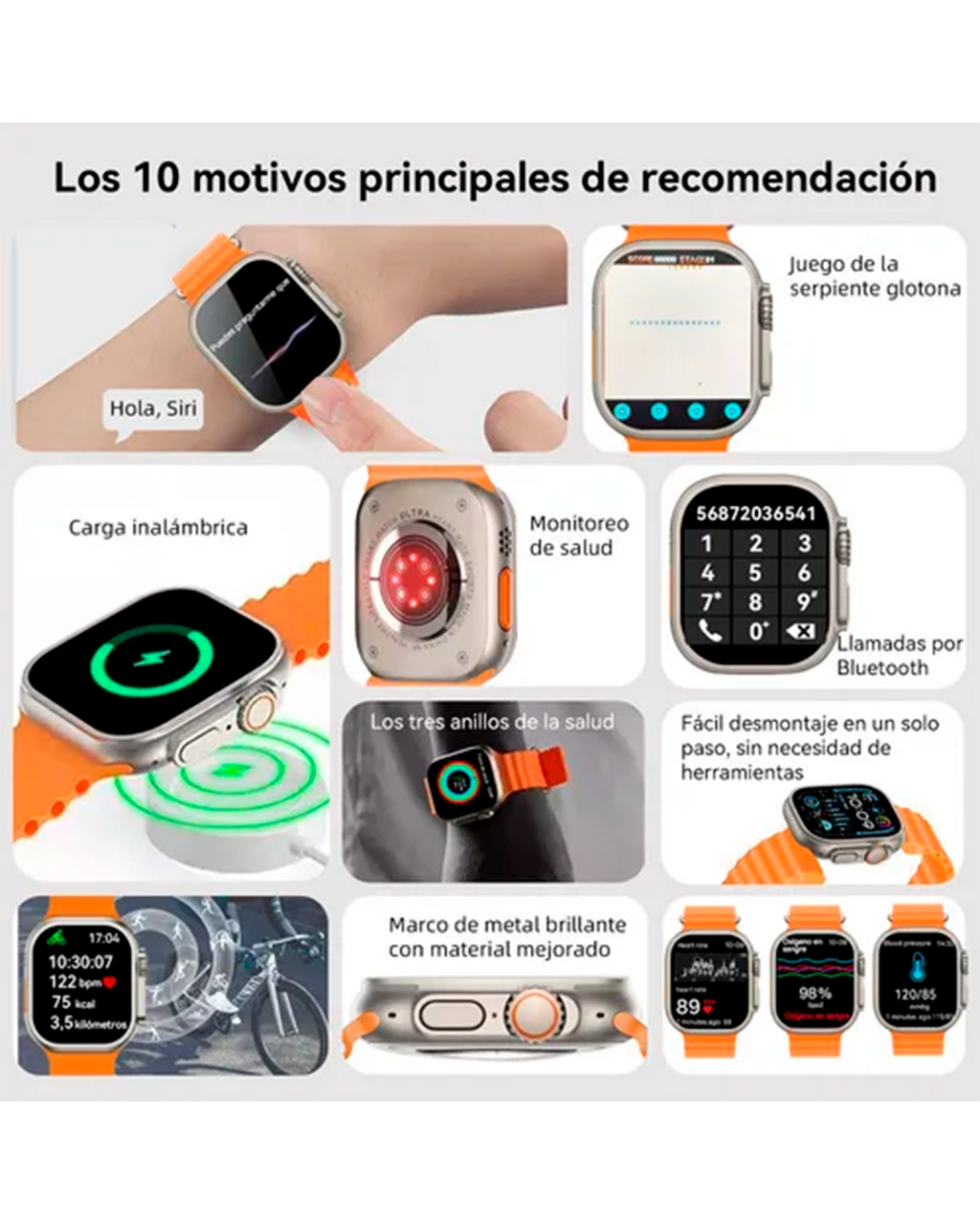 Smartwatch Ultra Series 8 con Bluetooth y Monitoreo de Salud