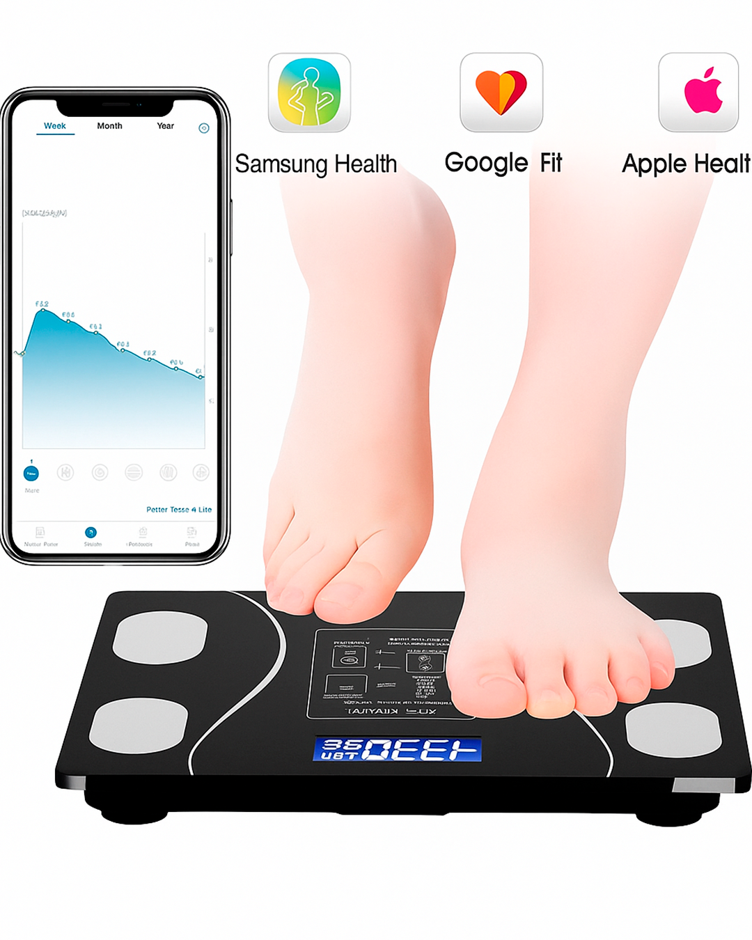 Báscula Inteligente Digital con Bluetooth – Medidor de Composición Corporal