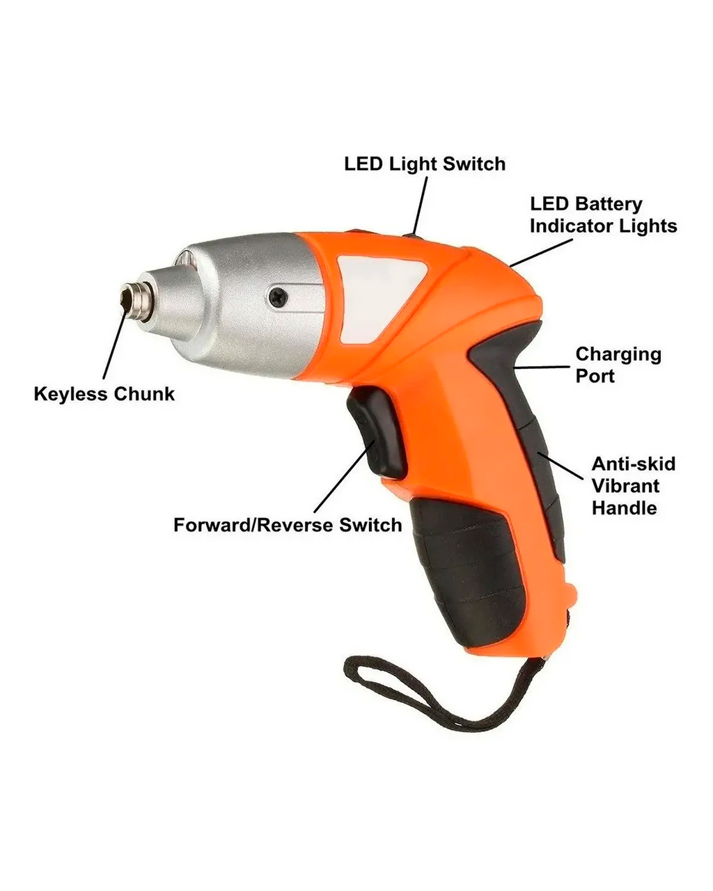 Taladro Atornillador Eléctrico Recargable con Maletín