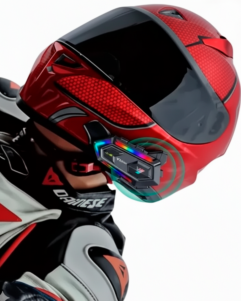 Intercomunicador Bluetooth Y20 Max para Casco – Con Luces LED RGB, Micrófono, Altavoces y Conexión Type-C