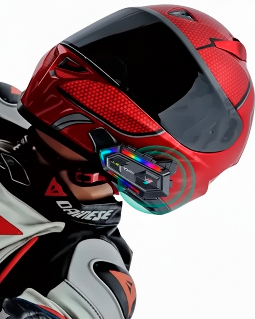 Intercomunicador Bluetooth Y20 Max para Casco – Con Luces LED RGB, Micrófono, Altavoces y Conexión Type-C