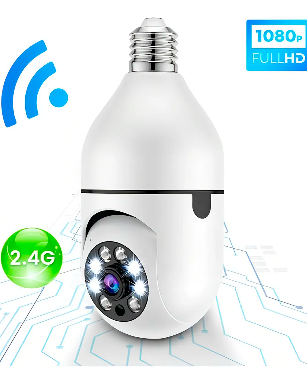 Cámara De Seguridad Tipo Bombillo 360 Visión Nocturna Inclui Blanco