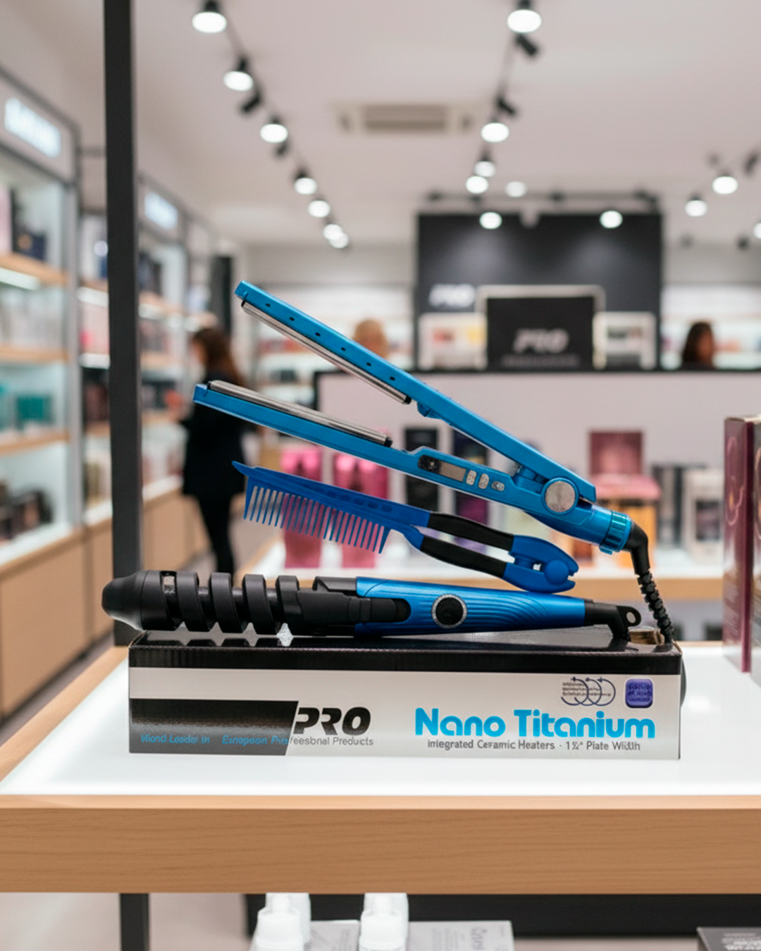 Plancha Profesional Nano Titanium 3 en 1 – Alisadora, Rizador y Cepillo con Calentamiento Cerámico