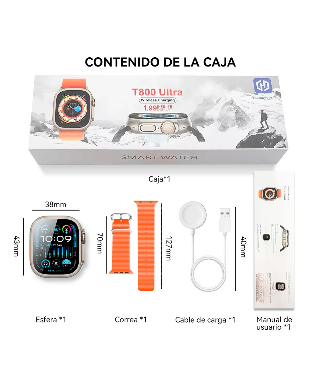 Smartwatch Ultra Series 8 con Bluetooth y Monitoreo de Salud