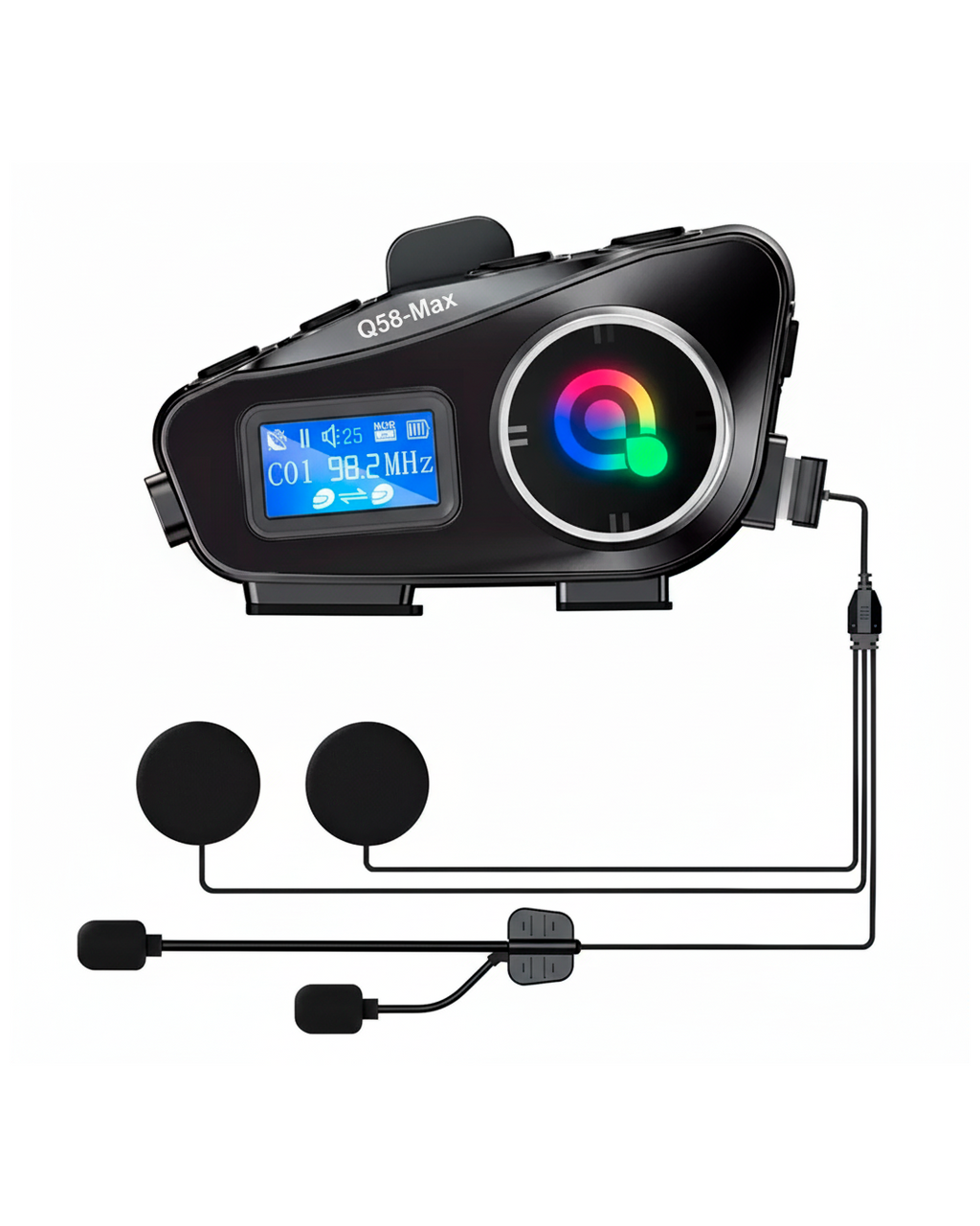 Intercomunicador Bluetooth QL3 Pro para Casco – Con Pantalla LCD, Micrófono y Luces LED RGB