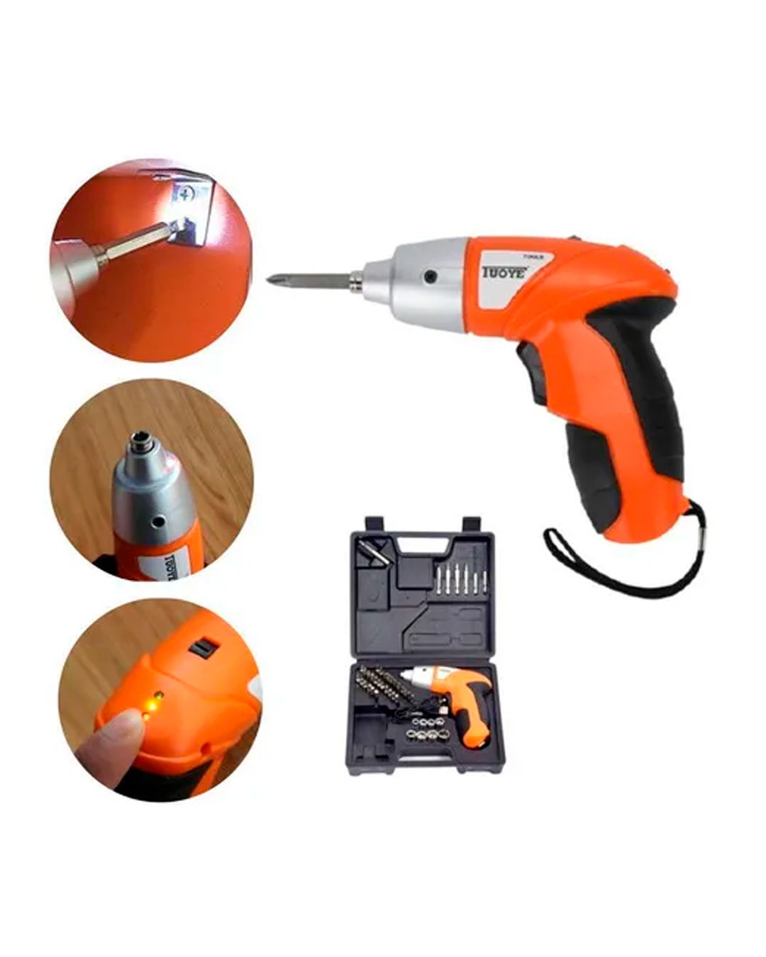 Taladro Atornillador Eléctrico Recargable con Maletín