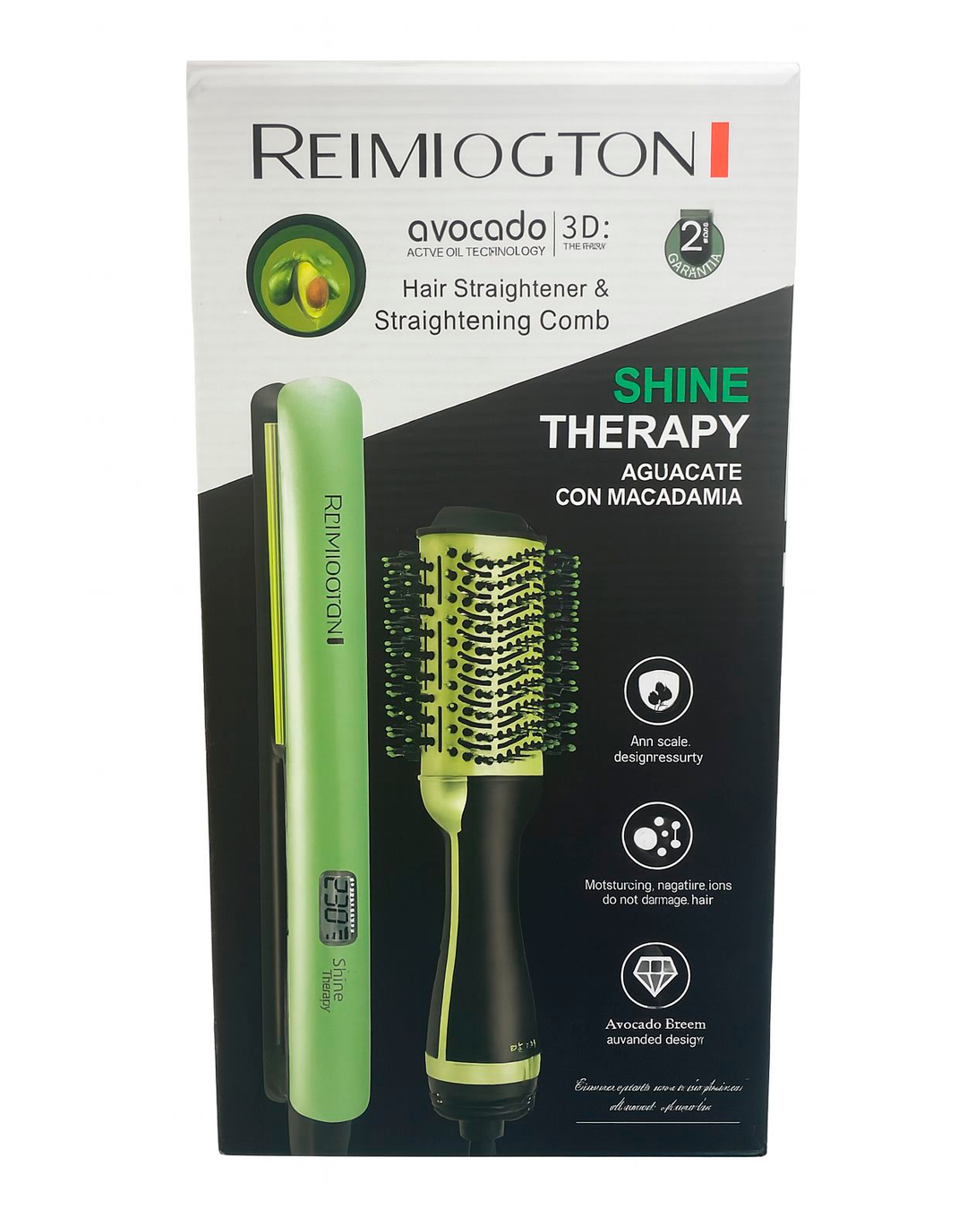 Plancha y Cepillo Alisador Remilngton SD06 Shine Therapy – Con Aceite de Aguacate y Macadamia