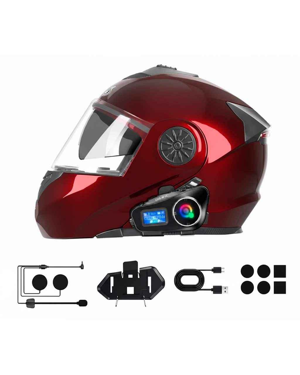 Intercomunicador Bluetooth QL3 Pro para Casco – Con Pantalla LCD, Micrófono y Luces LED RGB