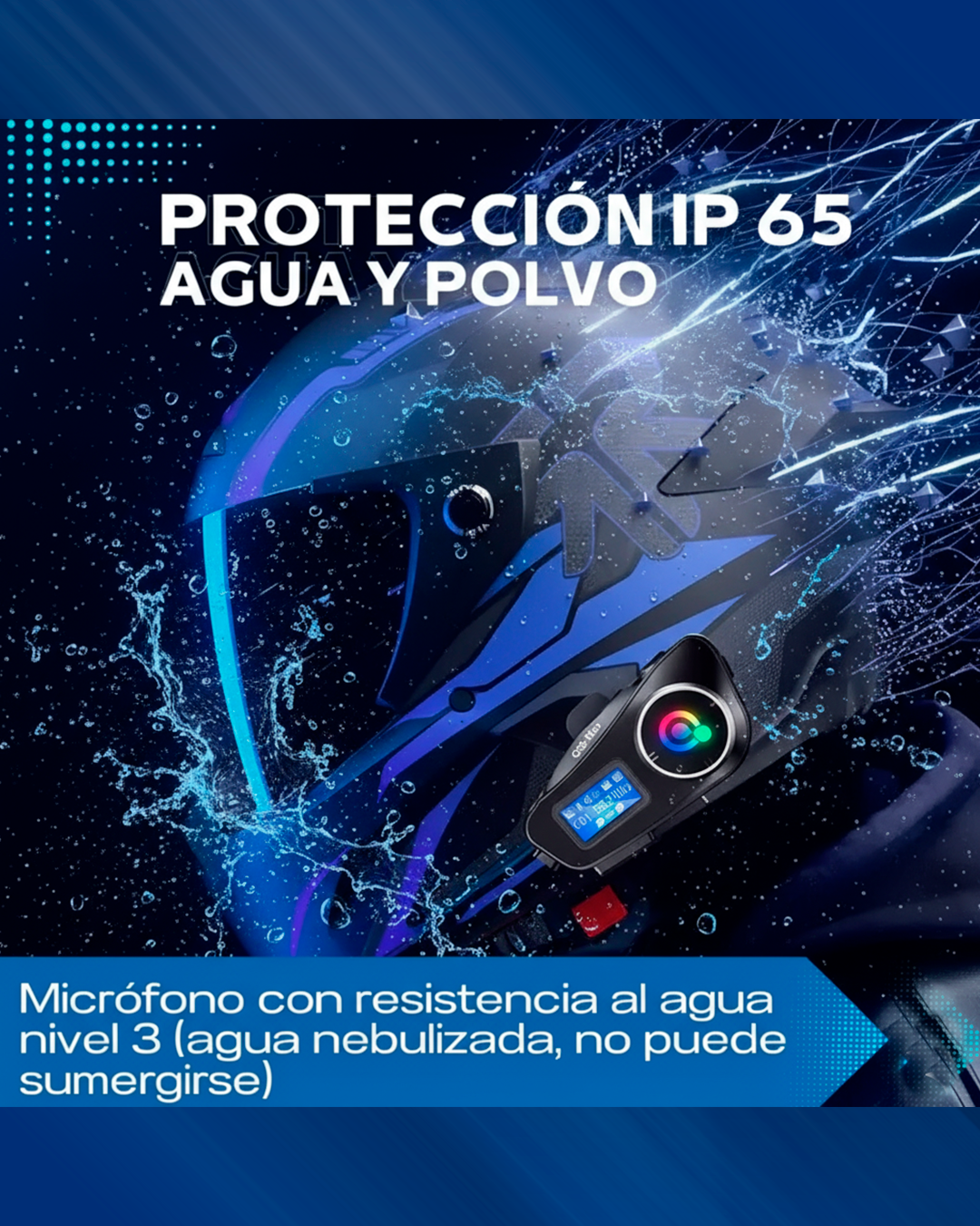 Intercomunicador Bluetooth QL3 Pro para Casco – Con Pantalla LCD, Micrófono y Luces LED RGB