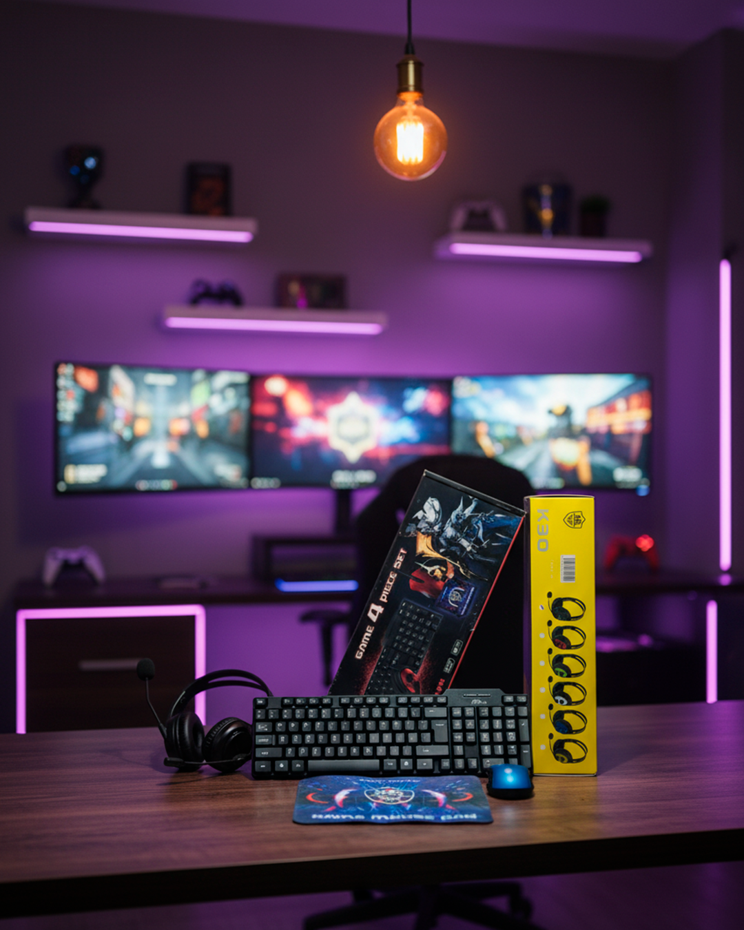 Kit Gamer 4 en 1 HR – Teclado, Mouse, Audífonos y Mouse Pad k30